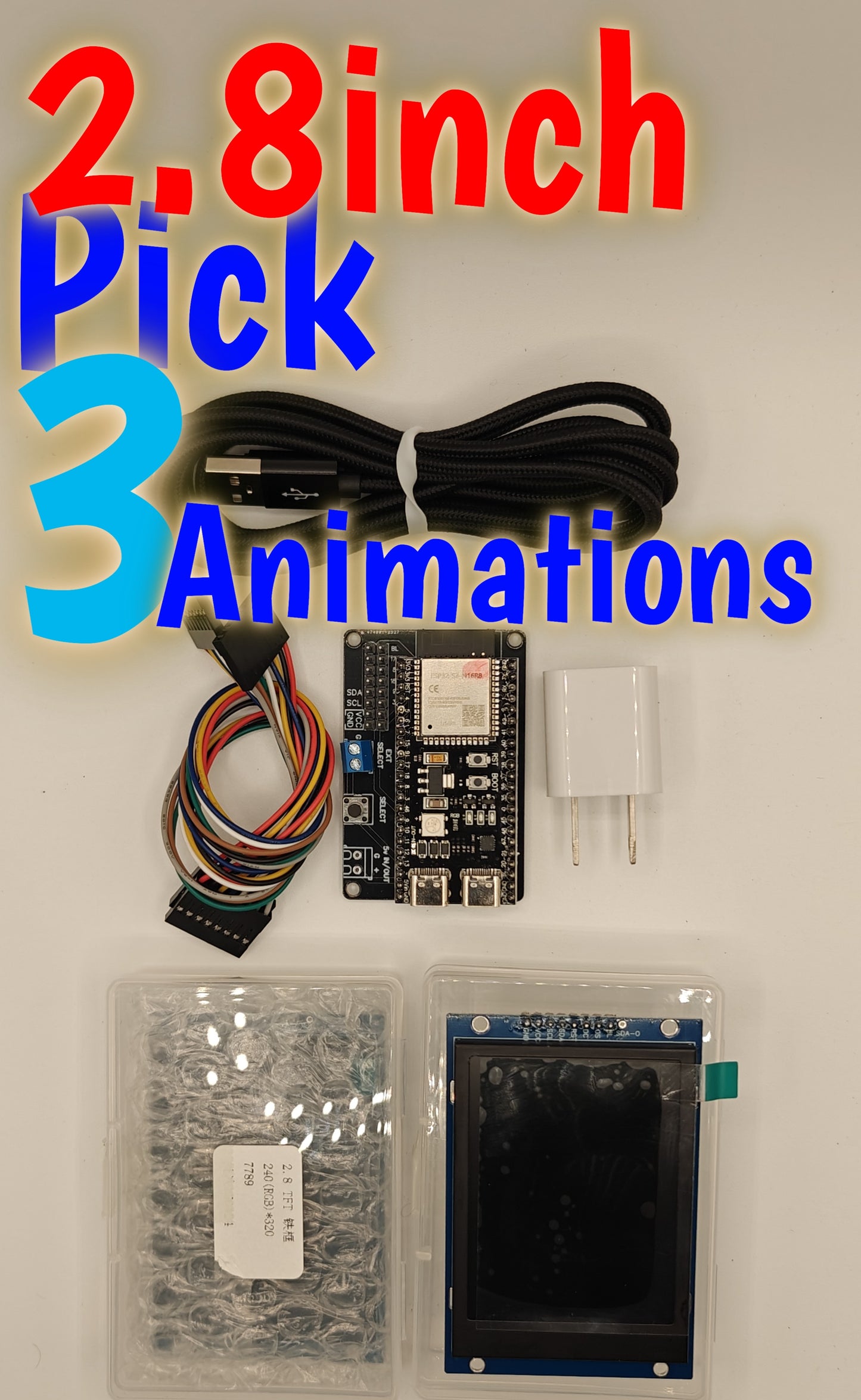 Digital Eyes Kit - 2.8inch LCD for DIY, Halloween, Ground Breaker Skeleton, Cars, Robots or ART