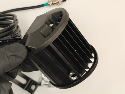 72W LED Lamp for Actor helper Controller with mount brackets and 9ft cord, rear view, aluminum fan grill for great cooling