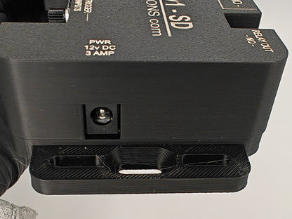 Actor Helper controller with 128mb SD Card included for Scare Actors, front control view showing Power Input , 12v 3Amp