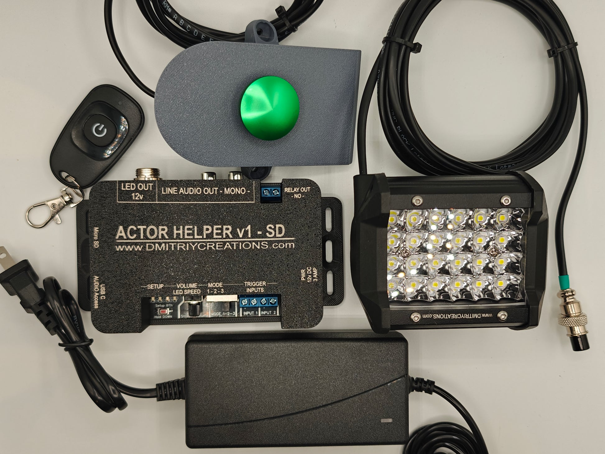 Actor Helper controller with 128mb SD LED lamp Push trigger button RF remote and Power Adapter