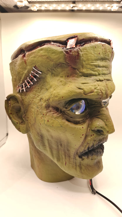 Frankenstein Bust 1, angled view showing the freestanding neck and airbrushed face.