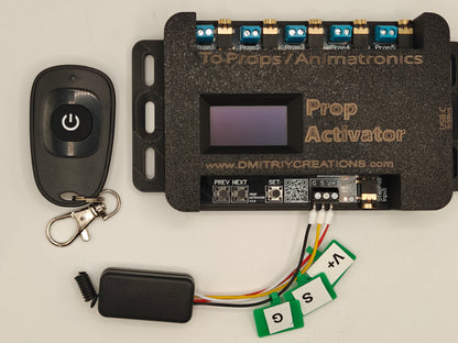 PropActivator Controller from DmitriyCreations with RF Remote control kit 433Mhz, Prewired and labeled.