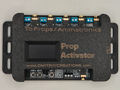 Prop Activator Controller from Dmitriycreation to control Store Animatronics using StepPad inputs or try me buttons