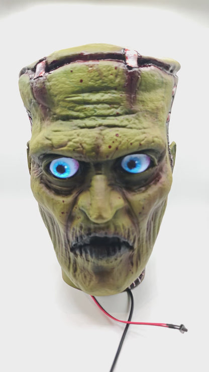 Frankenstein Bust 1 demonstration showing selectable digital-eye animations and views of the airbrushed head.